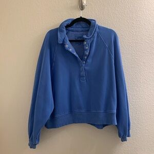 Aerie Quarter Snap Sweatshirt, Cobalt Blue, Size XL